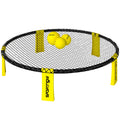 Spike Game Set, Mini Beach Games Set with Net, 3 Balls and Ball Pump, Portable with Carrying Bag for Outdoor Team Sports, Yellow