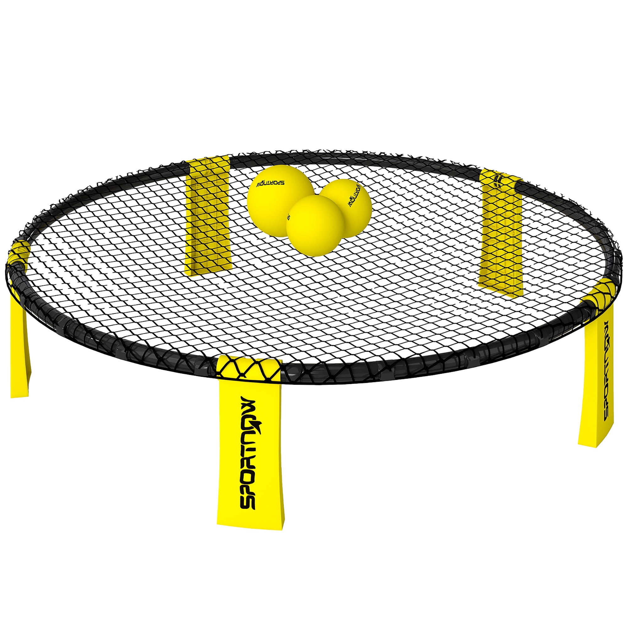 Spike Game Set, Mini Beach Games Set with Net, 3 Balls and Ball Pump, Portable with Carrying Bag for Outdoor Team Sports, Yellow
