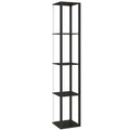RGB LED Floor Lamp with Shelves, Modern Dimmable Standing Lamp with Remote Control, Adjustable Brightness & Speed for Living Room, Bedroom, Office, Black