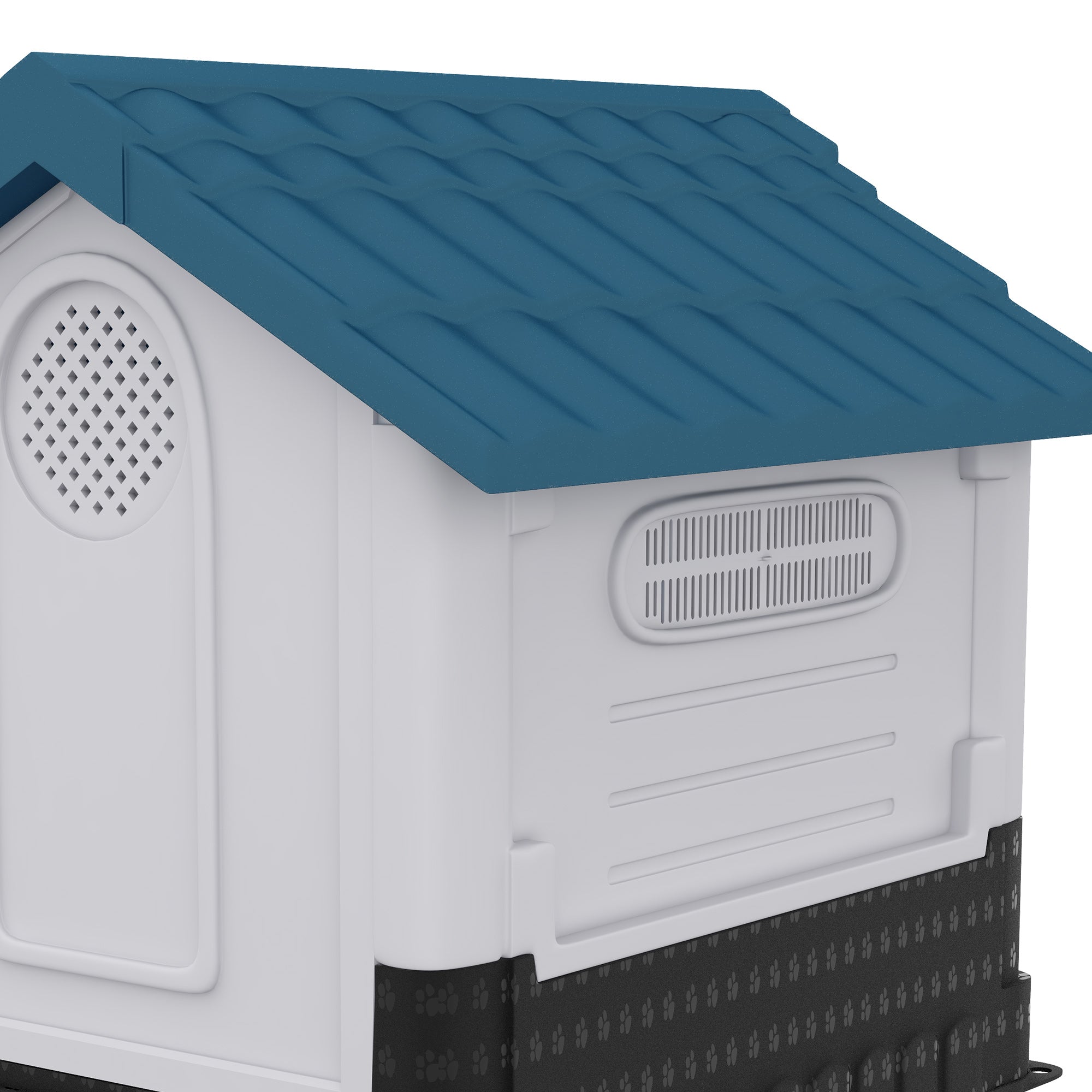 Plastic Dog Kennel with Windows, for Garden Patio, Medium and Large Dogs, 101 x 88 x 99cm - Blue