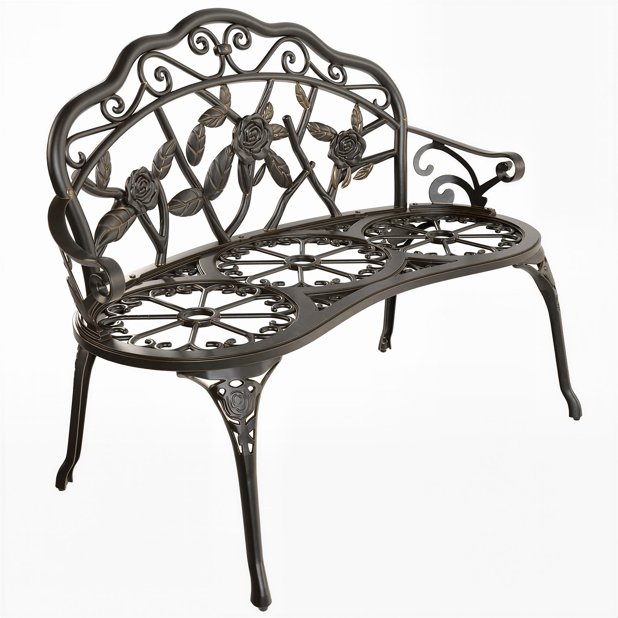 Cast Aluminium Garden Bench - Bronze Tone