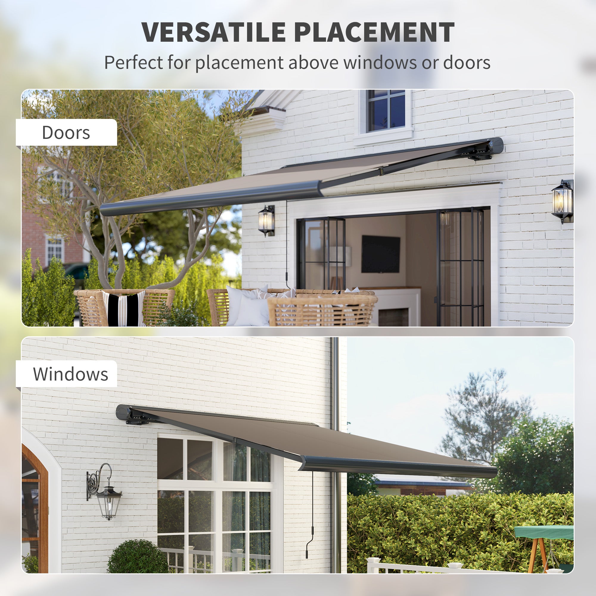 3 Metre Electric Retractable Awning with Aluminium Frame - Light Grey