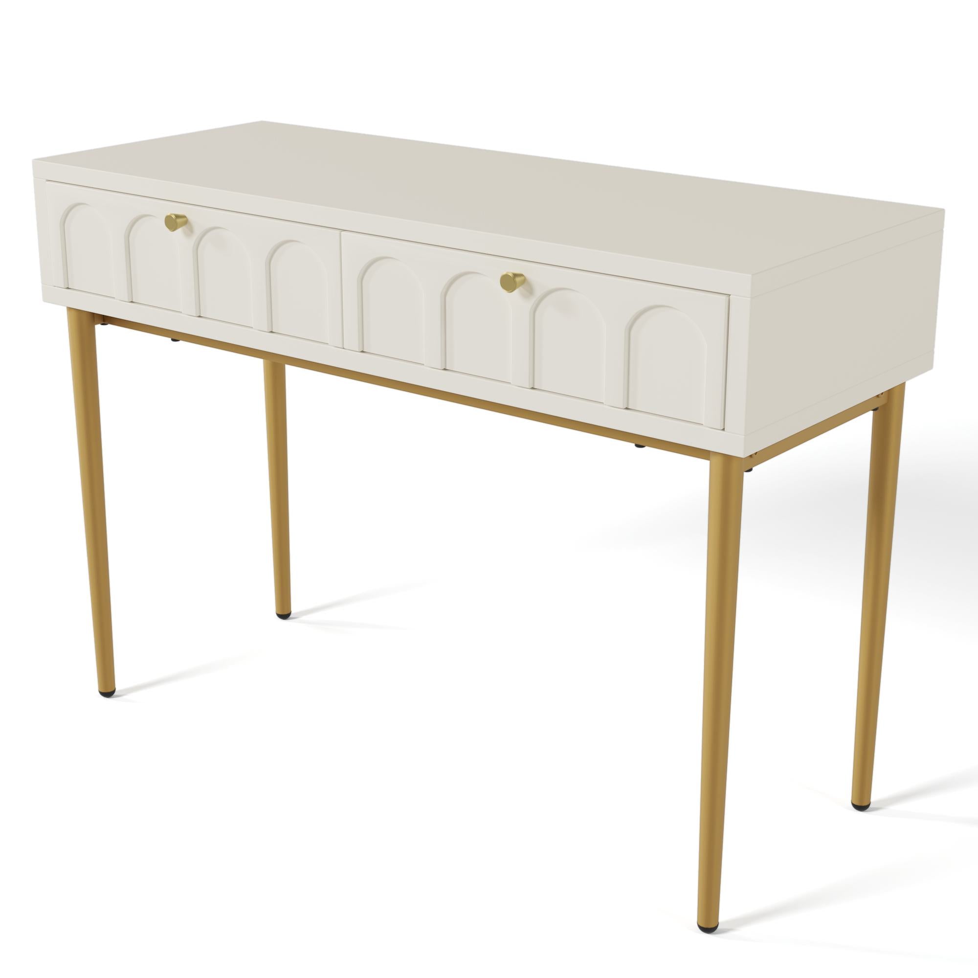 Space-Saving Dressing Table with 2 Drawers - White