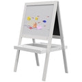 2 in 1 Kids Easel with Double-Sided Whiteboard and Chalkboard - White