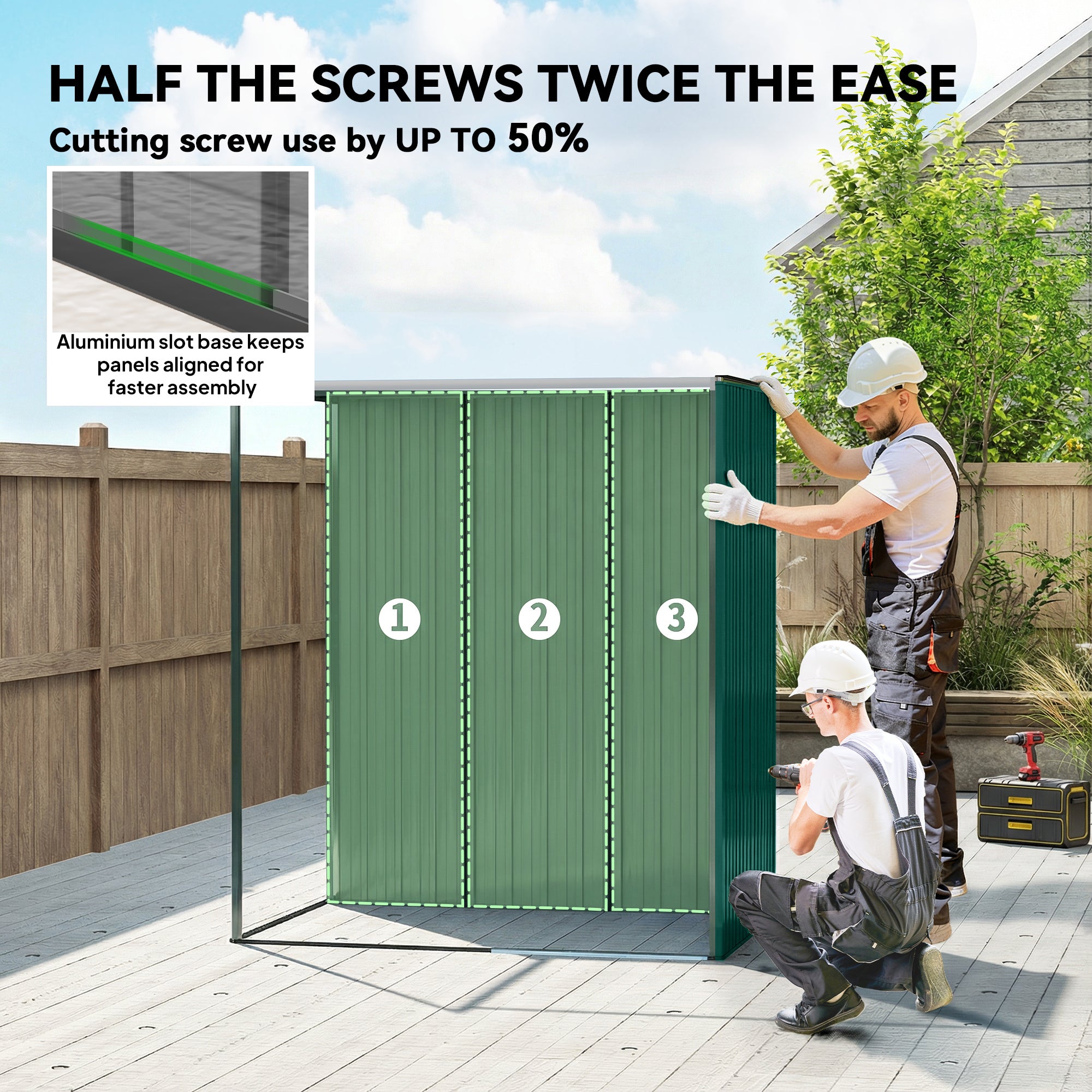 5 x 3.5ft Metal Garden Storage Shed with Effortless Assembly and 2 Pairs of Gloves, Waterproof Outdoor Shed, Green