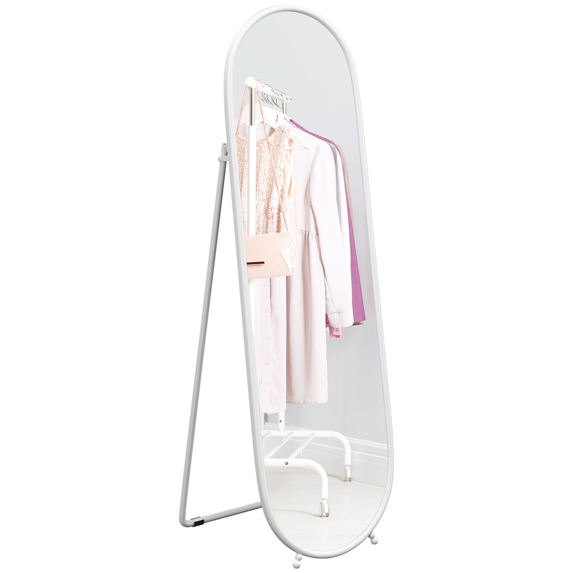 Three-Way Curved Full Length Mirror - White