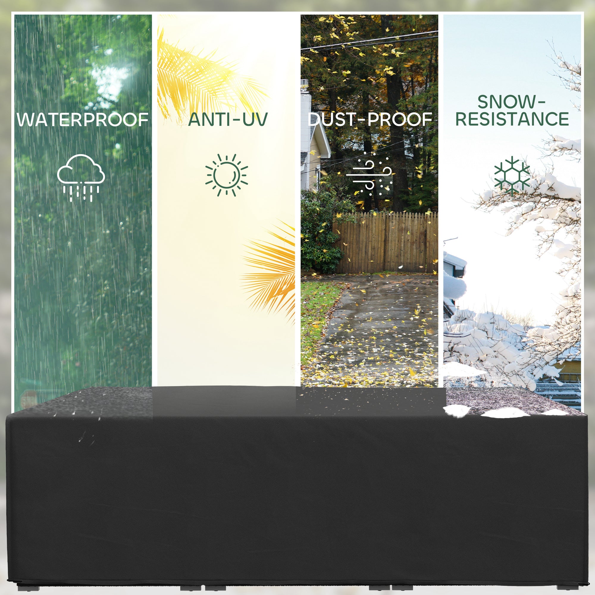 Waterproof Outdoor Furniture Cover 155x222cm Oxford Fabric Black