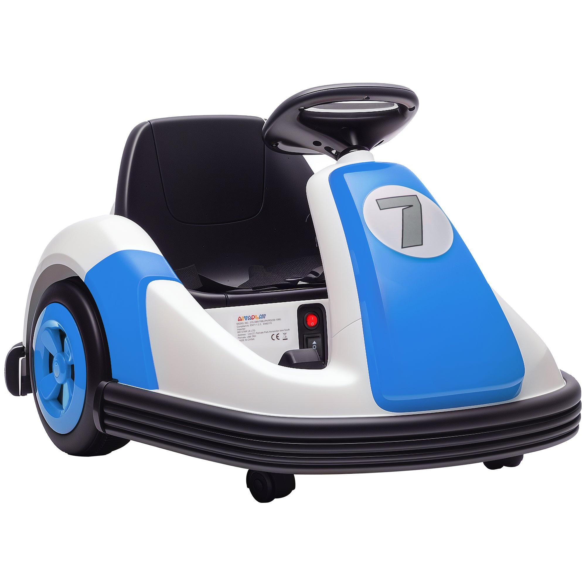 Kids Bumper Car with 360-Degree Rotation, 6V Electric Ride On Car with Music and Horn for 3-8 Years Old, Blue