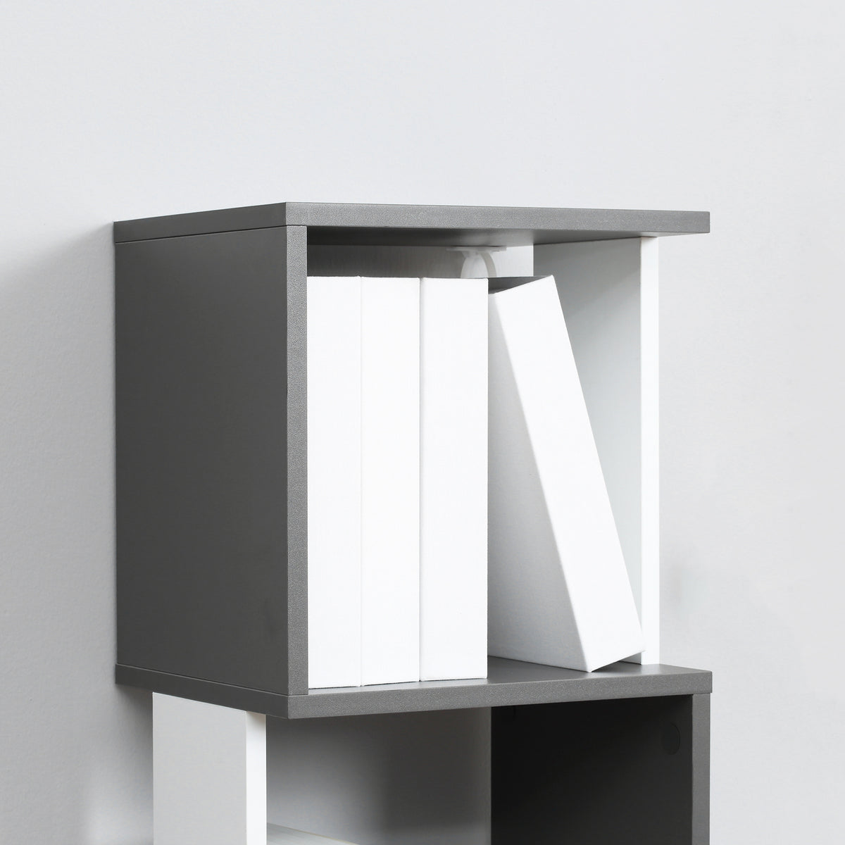 Modern 5-Tier Freestanding Bookshelf Storage Shelving for Living Room Home Office - White and Dark Grey