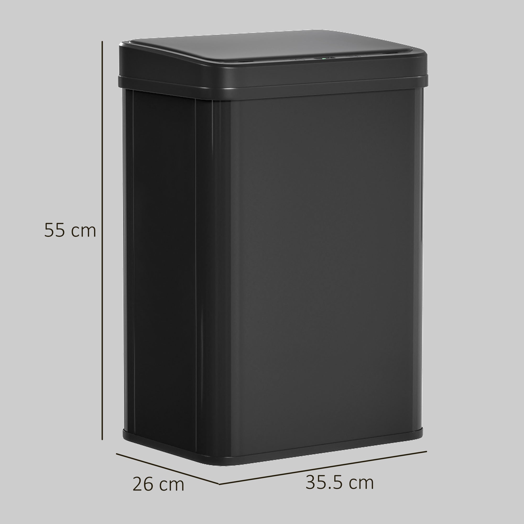 40L Sensor Bin with Soft-Close Lid, Stainless Steel Automatic Touchless Motion Sensor Kitchen Bin, Black