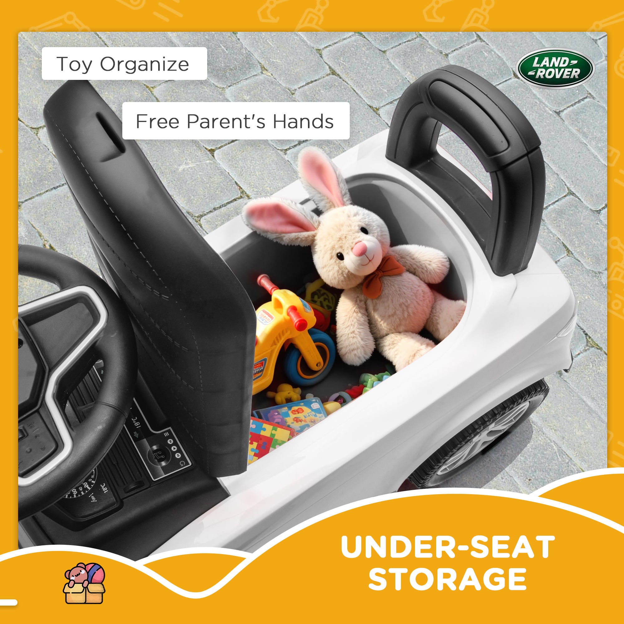 Land Rover Licensed Toddler Ride on Car with Horn, Engine Sounds, Under-Seat Storage, for 18-36 Months, White