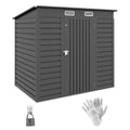 4x6ft Galvanised Steel Garden Shed with Lockable Door - Grey