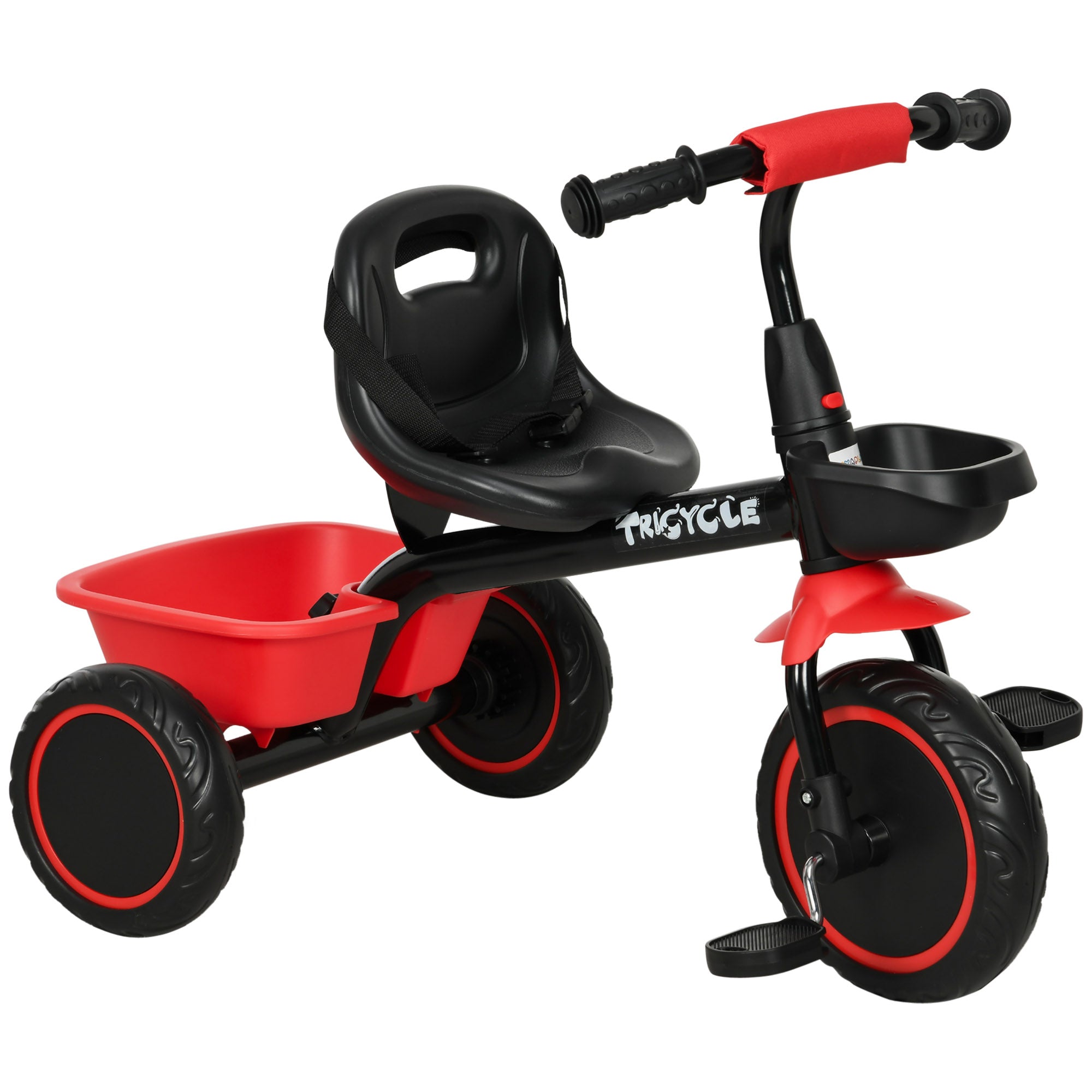 Kids Trike for 2-5 Years with Adjustable Seat, Pedal, Baskets, Red