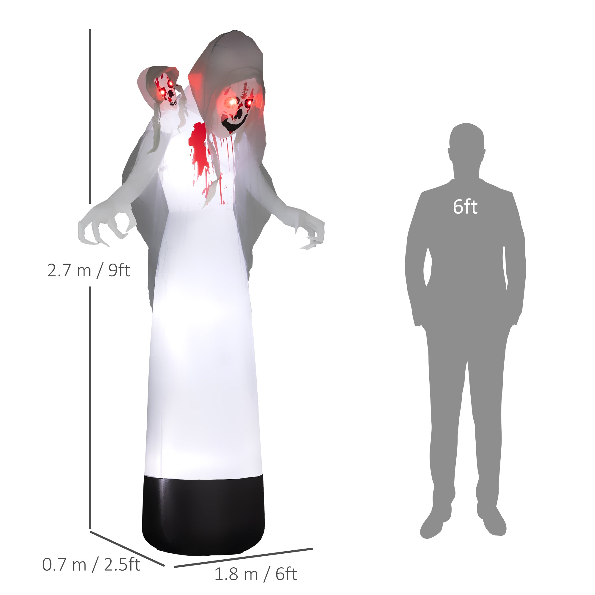 8.9ft Inflatable Three Headed Ghost Halloween Inflatable