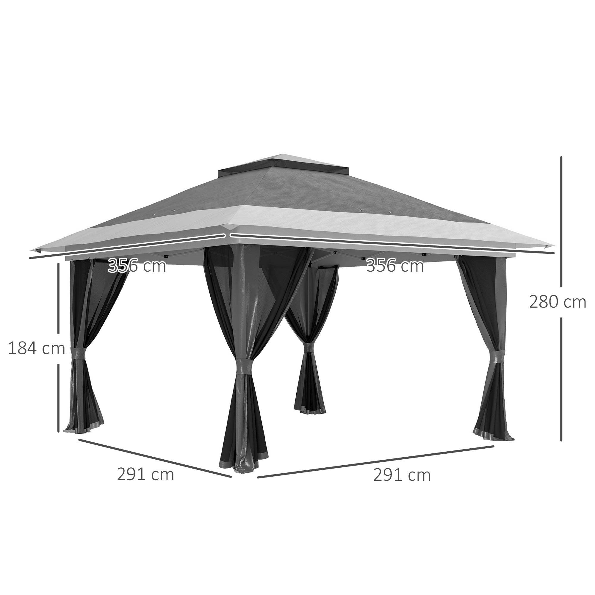 3.6 x 3.6m Pop-Up Gazebo, with Accessories - Grey
