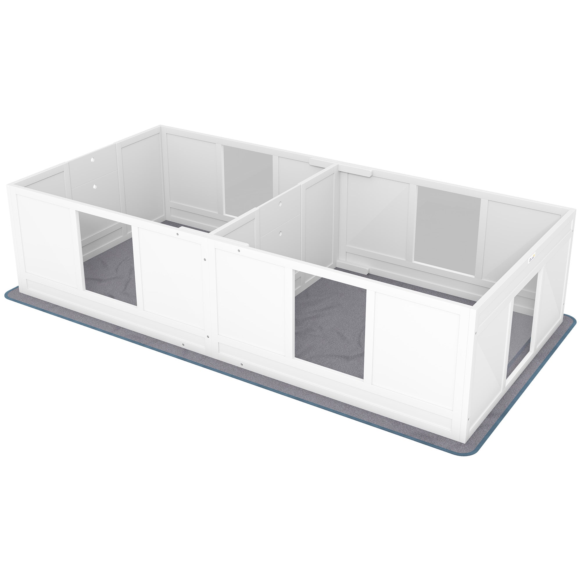 Two Room Design Whelping Box for Dogs with Whelping Pad, Clear Panels, Adjustable Entrance, for Medium Dogs, 196 x 96cm