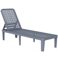 Plastic Sun Lounger, 4-Position Adjustable Reclining Garden Lounger Sunbed for Patio, Beach, Terrace, Dark Grey