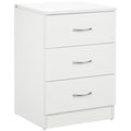 Three-Drawer Simple Bedside Table with Wood-Effect Finish - White