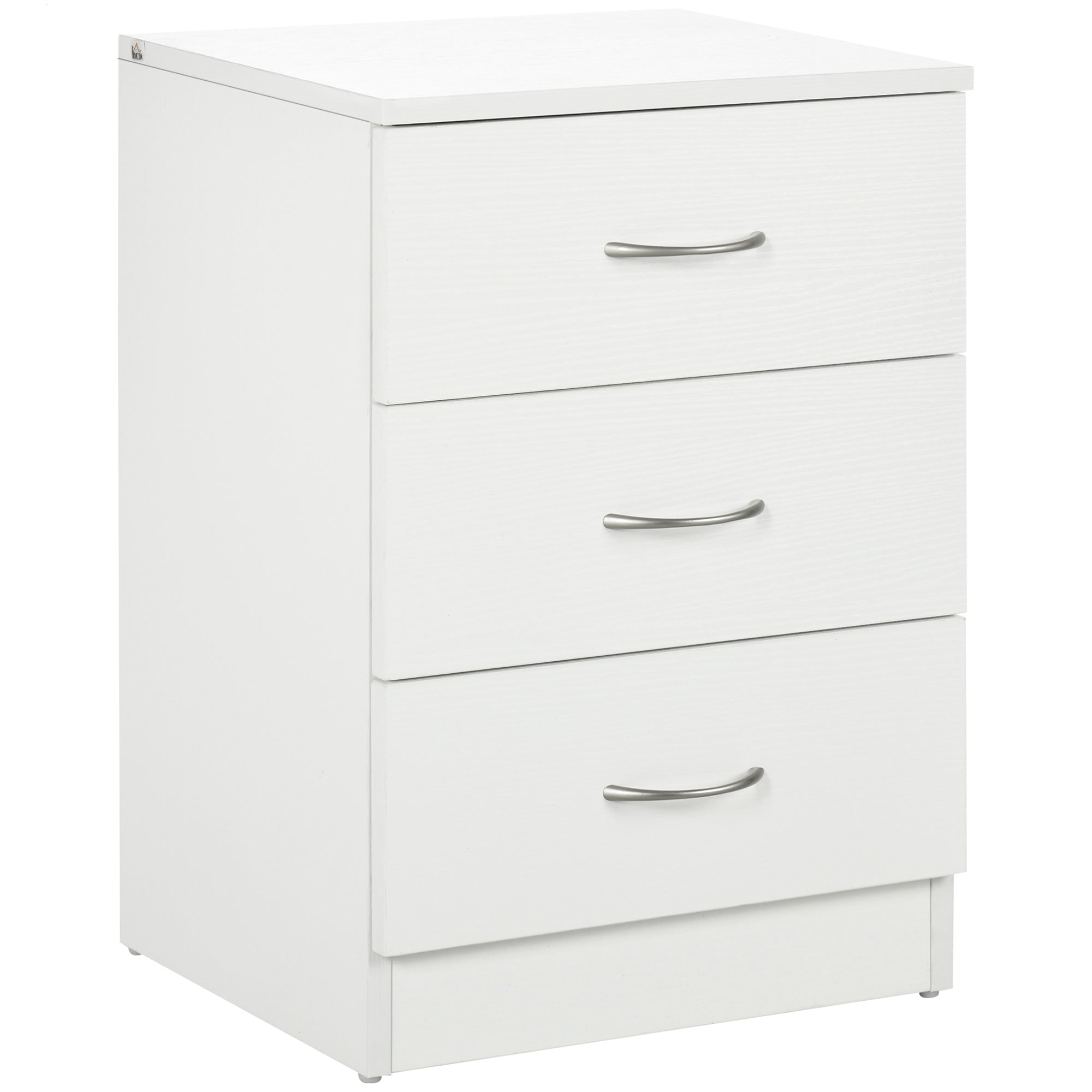 Three-Drawer Simple Bedside Table - White