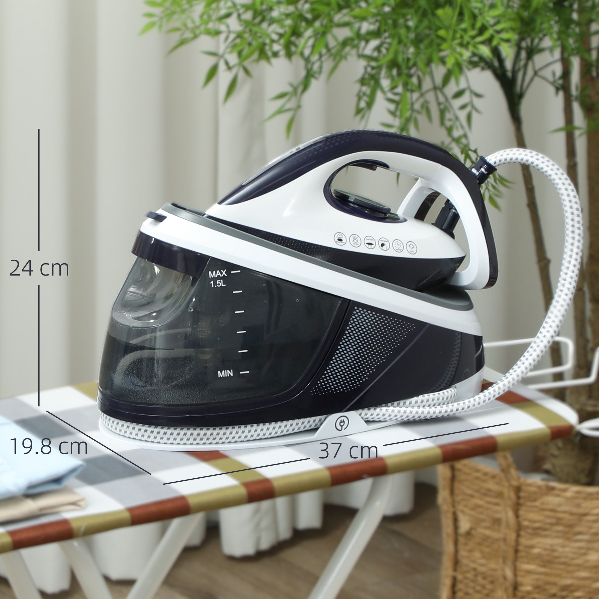 Steam Generator Iron, Energy-Saving, Self-Cleaning, Powerful Vertical Steam, Automatic Shut-Off, Ceramic Non-stick Soleplate, Large 1.5L Detachable Water Tank, 8 Bar, c, Blue