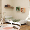 Cloud-Themed Toddler Bed Frame with Safety Rails 143.5x74.5x56cm - White