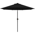 2.7m Outdoor Patio Garden Umbrella with Tilt Crank & 24 Solar LED Lights - Black