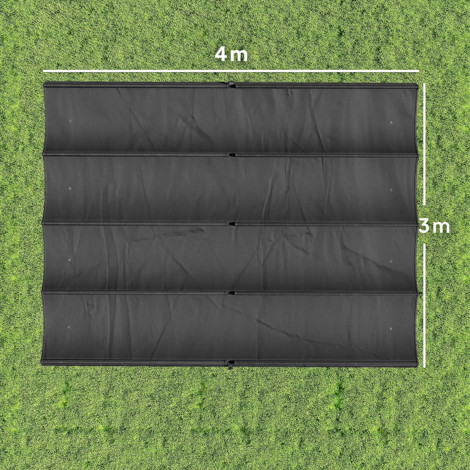 Retractable Pergola Canopy Only, 3.92 x 3.5 m, UV30+ Replacement Canopy Cover for 4 x 3 m Pergola, Dark Grey
