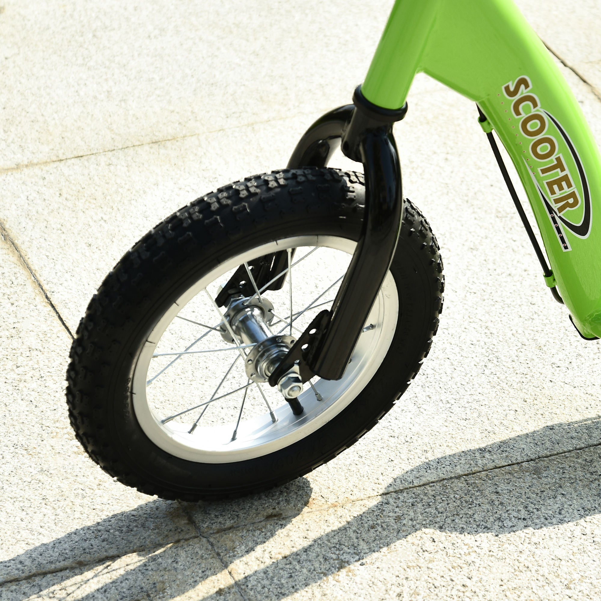 Teen Kids Stunt Scooter w/ Adjustable Handlebar, 12 Inch Rubber Tyres, Dual Brakes, Green