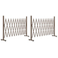 Set of 2 Expanding Garden Fencc, Aluminium Freestanding Foldable Picket Fence, 300cmx103.5 cm, Dark Brown