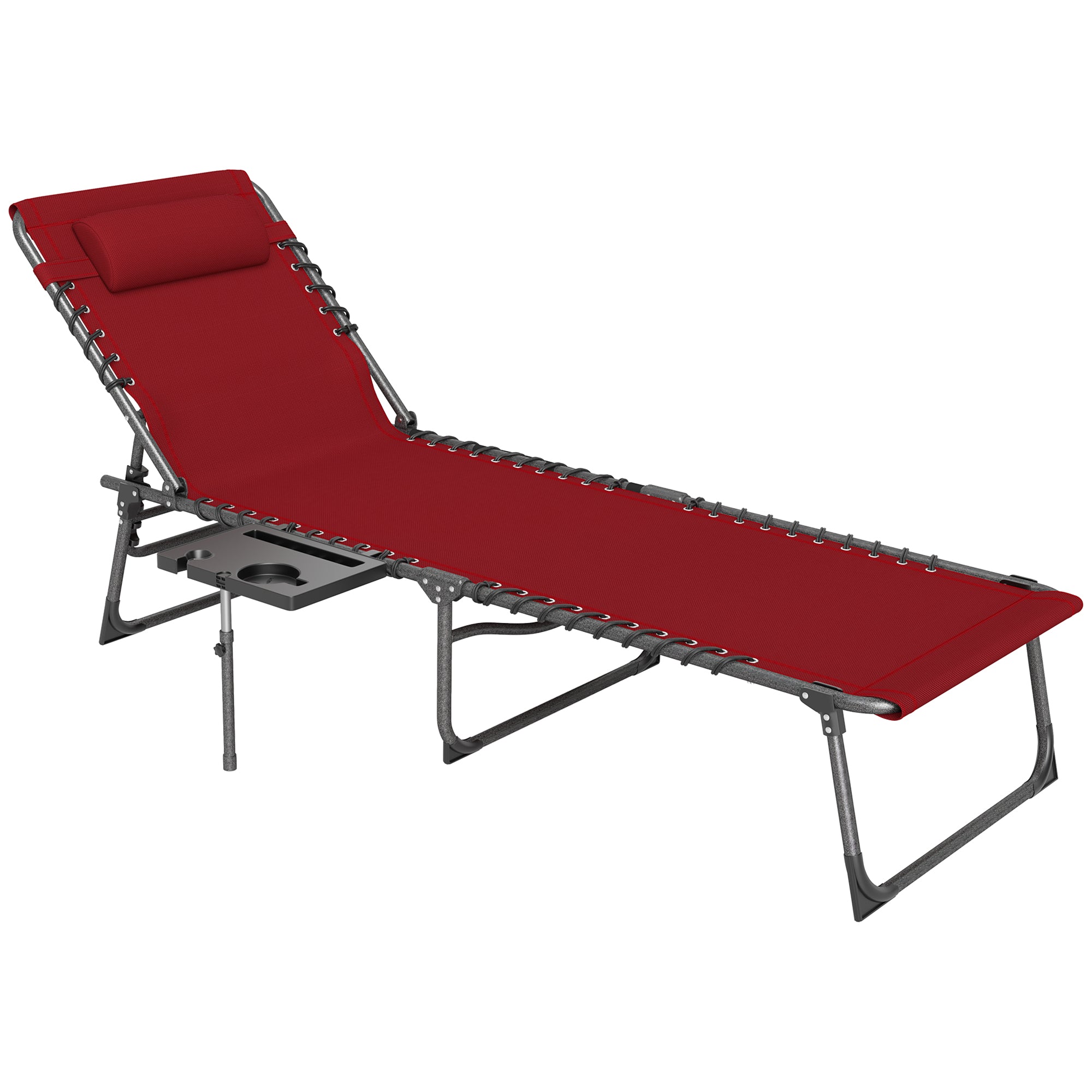 Five-Position Reclining Sun Lounger - Red