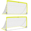 Set of 2 Foldable Football Goal Nets 6x3 ft with Carry Bag for Teens and Adults - Yellow
