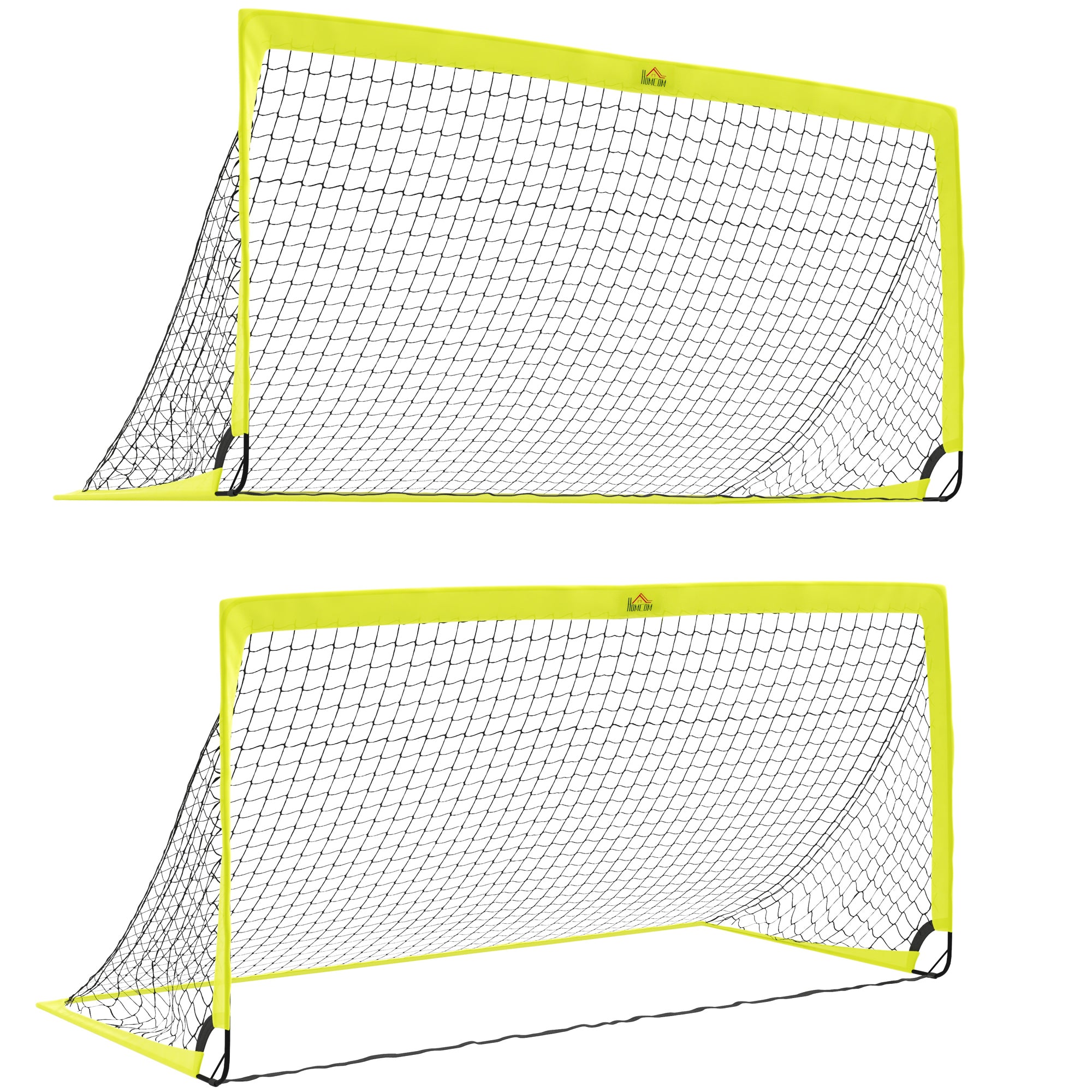 Set of 2 Football Goal Net 6 x 3 ft Foldable Outdoor Sport Training Teens Adults Football with Carrying Bag Yellow