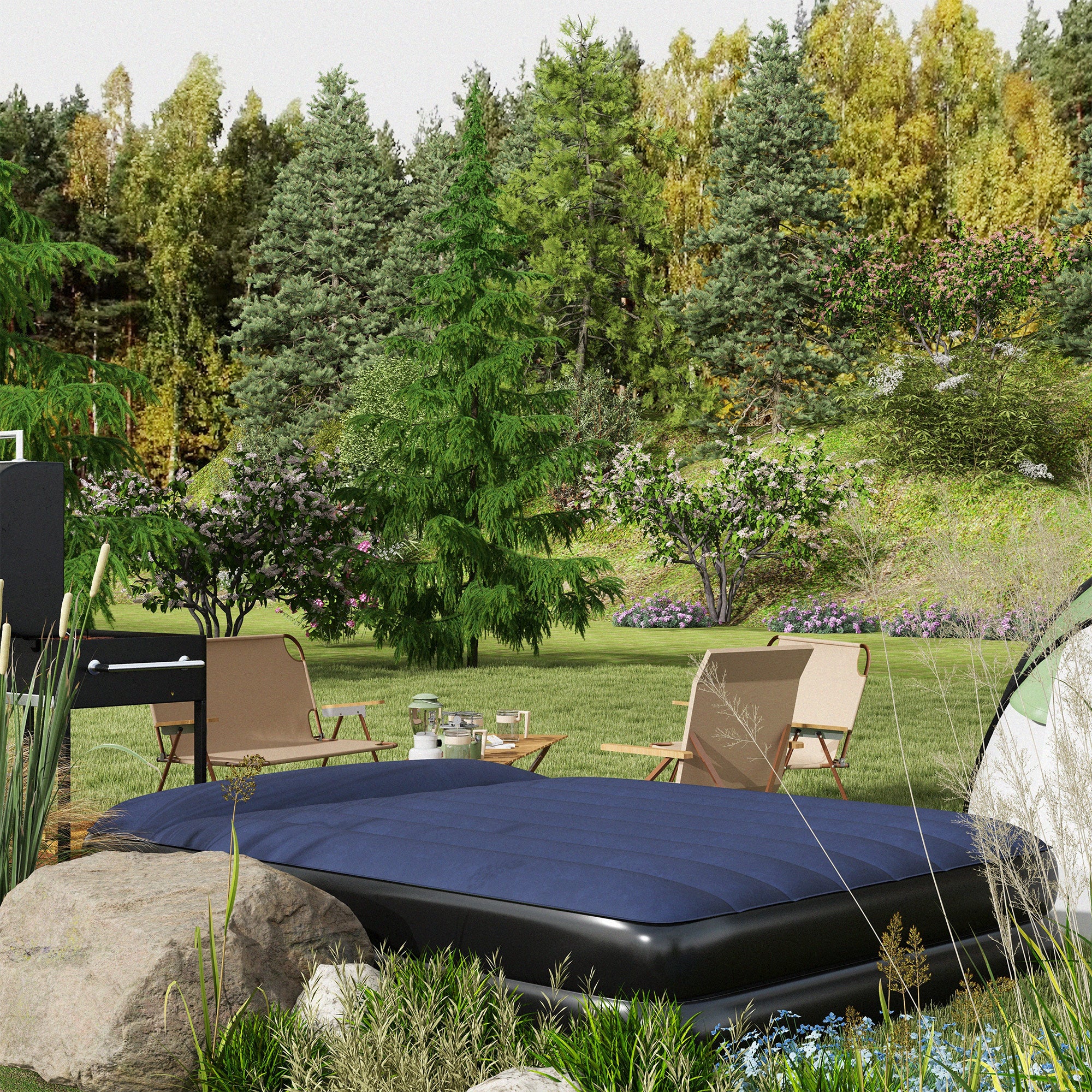 King-Size Air Bed with Built-in Electric Pump for Ultimate Comfort - Blue