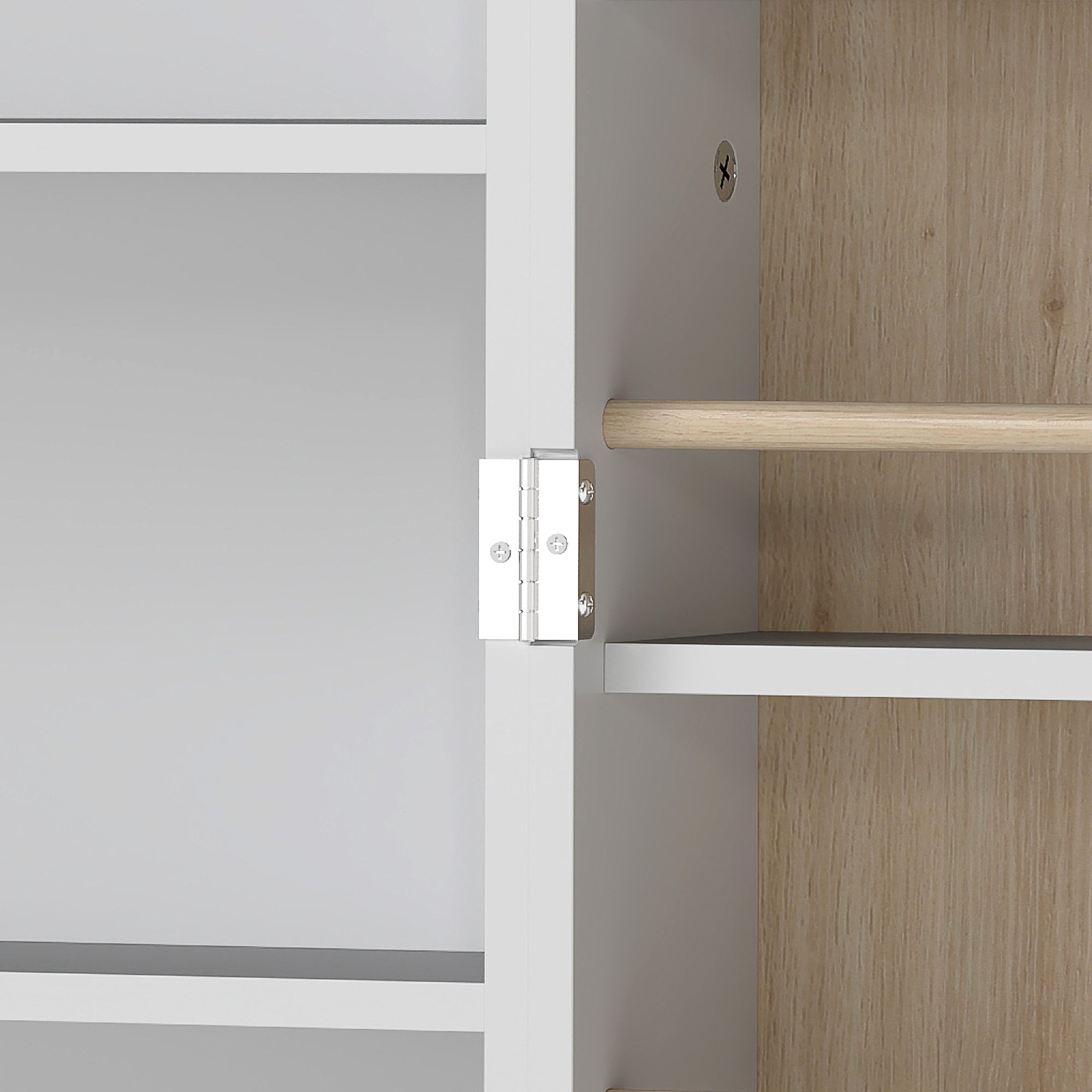 119.5 cm Kitchen Cupboard, Freestanding Kitchen Cabinet with Double Doors, 5 Tiers, 12 Spice Racks, White