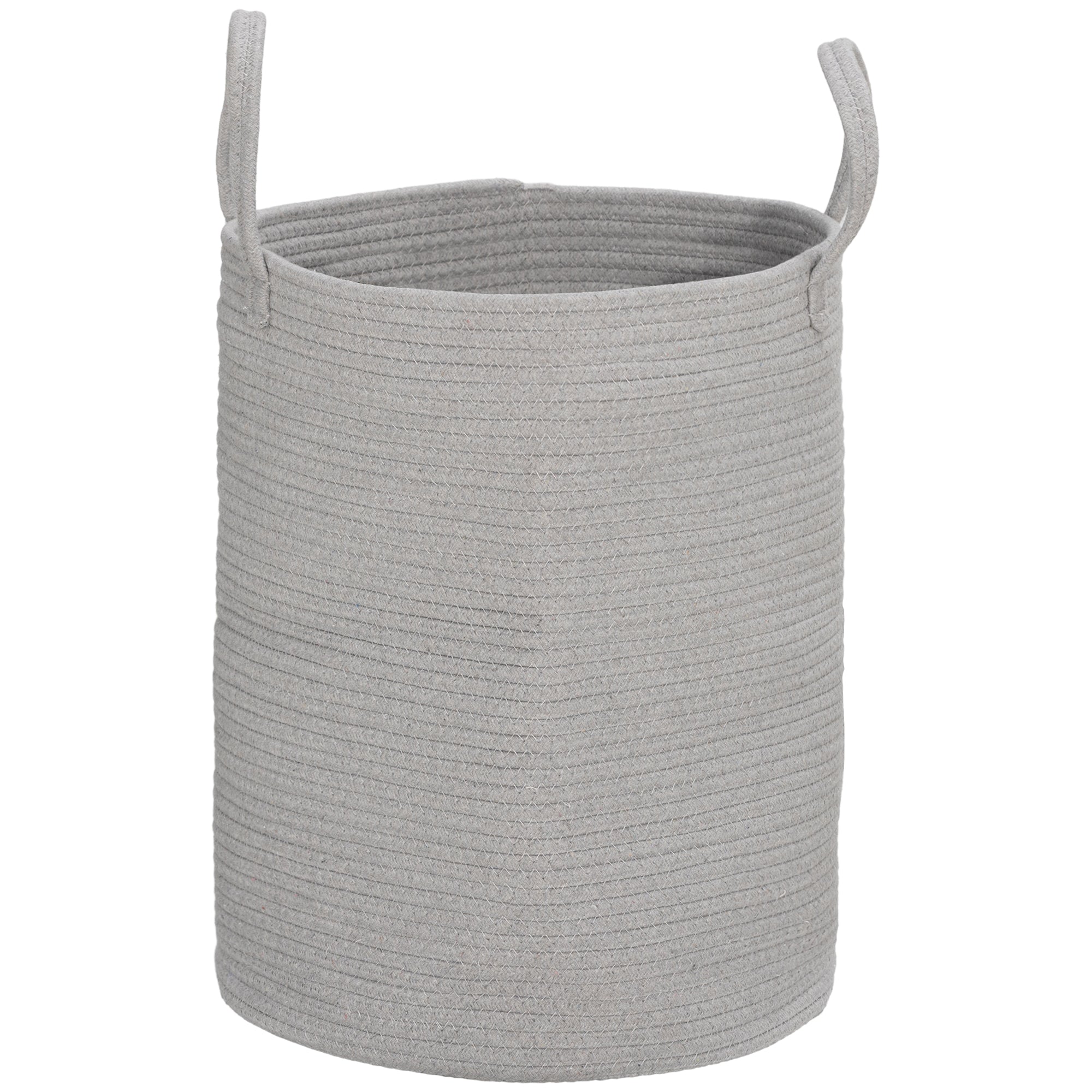 36L Cotton Rope Laundry Basket, with Handles - Grey