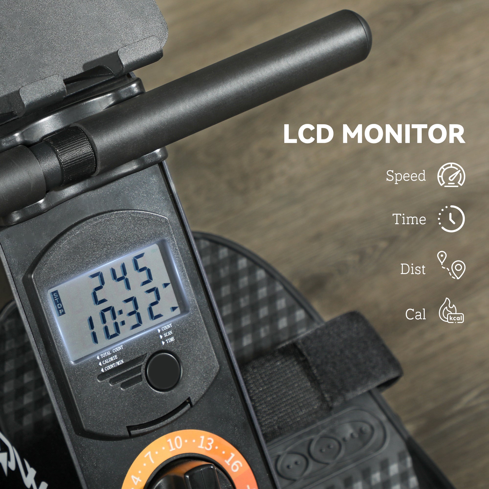 Folding Magnetic Rowing Machine with Dual Aluminium Slide Rail - Black