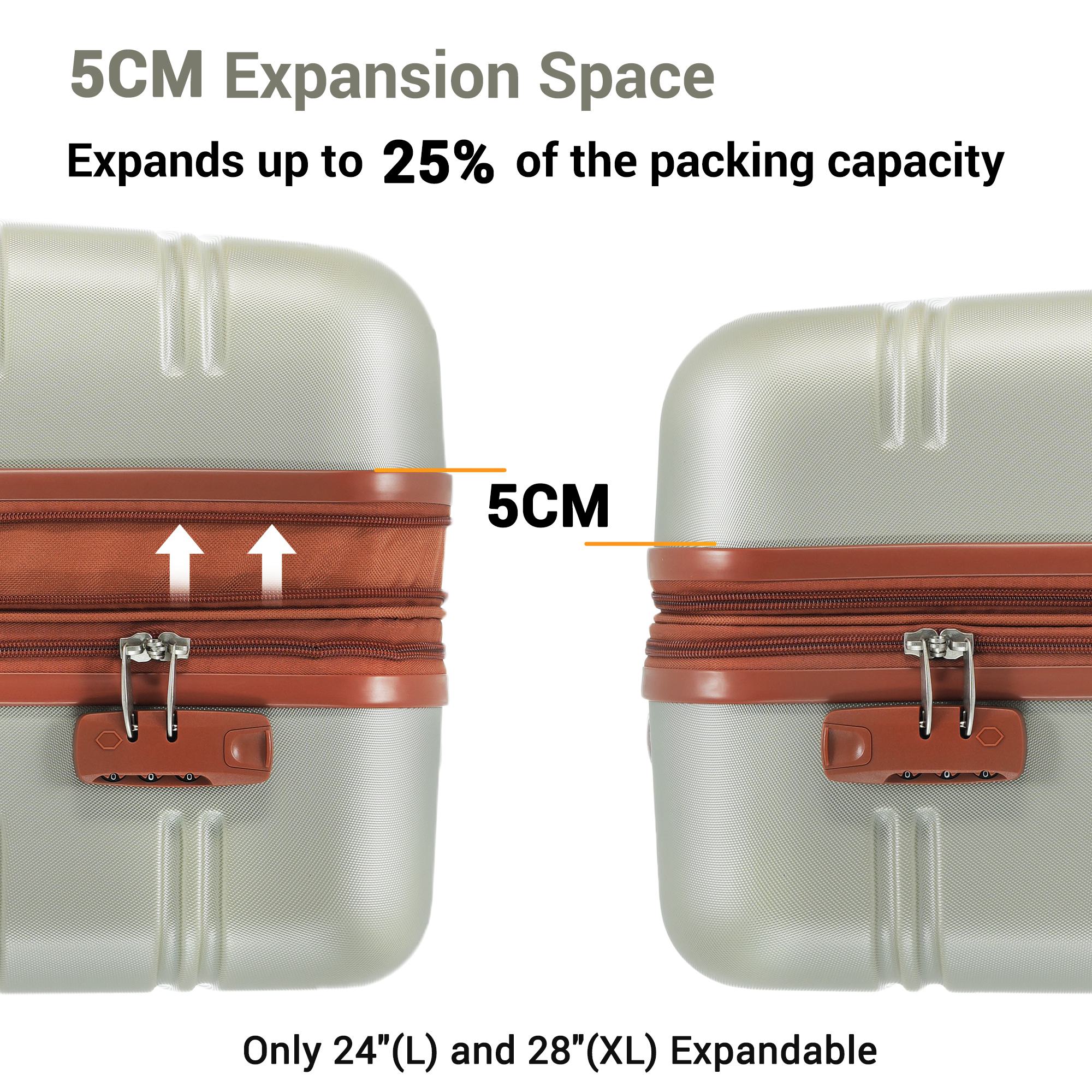 20" 4-Wheel ABS Hard Shell Travel Trolley Suitcase with Adjustable Handle, Luggage with Secure Lock, 35L x 23W x 57H cm, Brown+Green