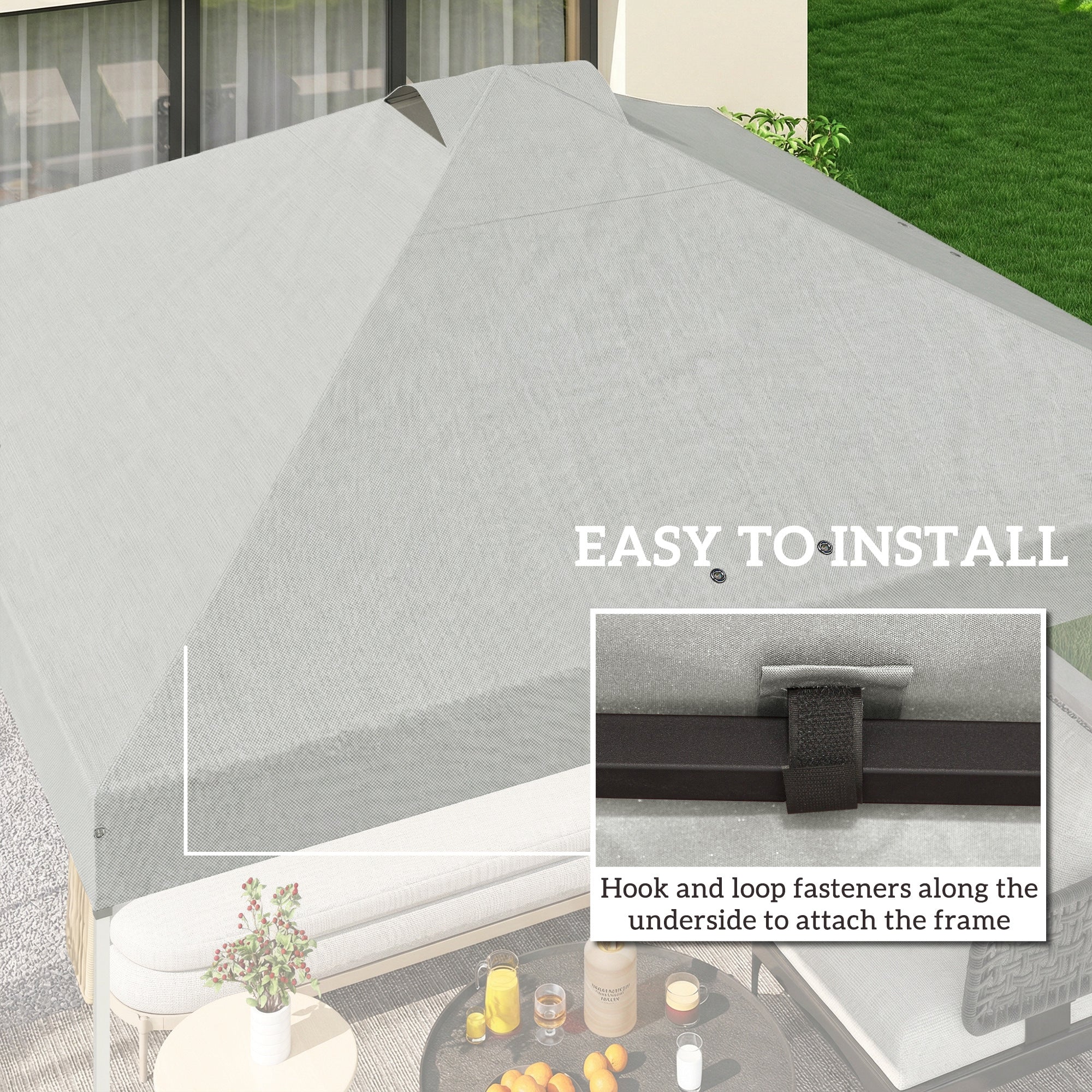 Gazebo Roof Replacement UV50+ Waterproof Pop Up Canopy Cover with 8 Drainage Holes 3 x 3 m White