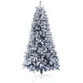 6ft Hinged Flocked Artificial Christmas Tree with 700 Snow Frosted Tips and Metal Stand - Blue