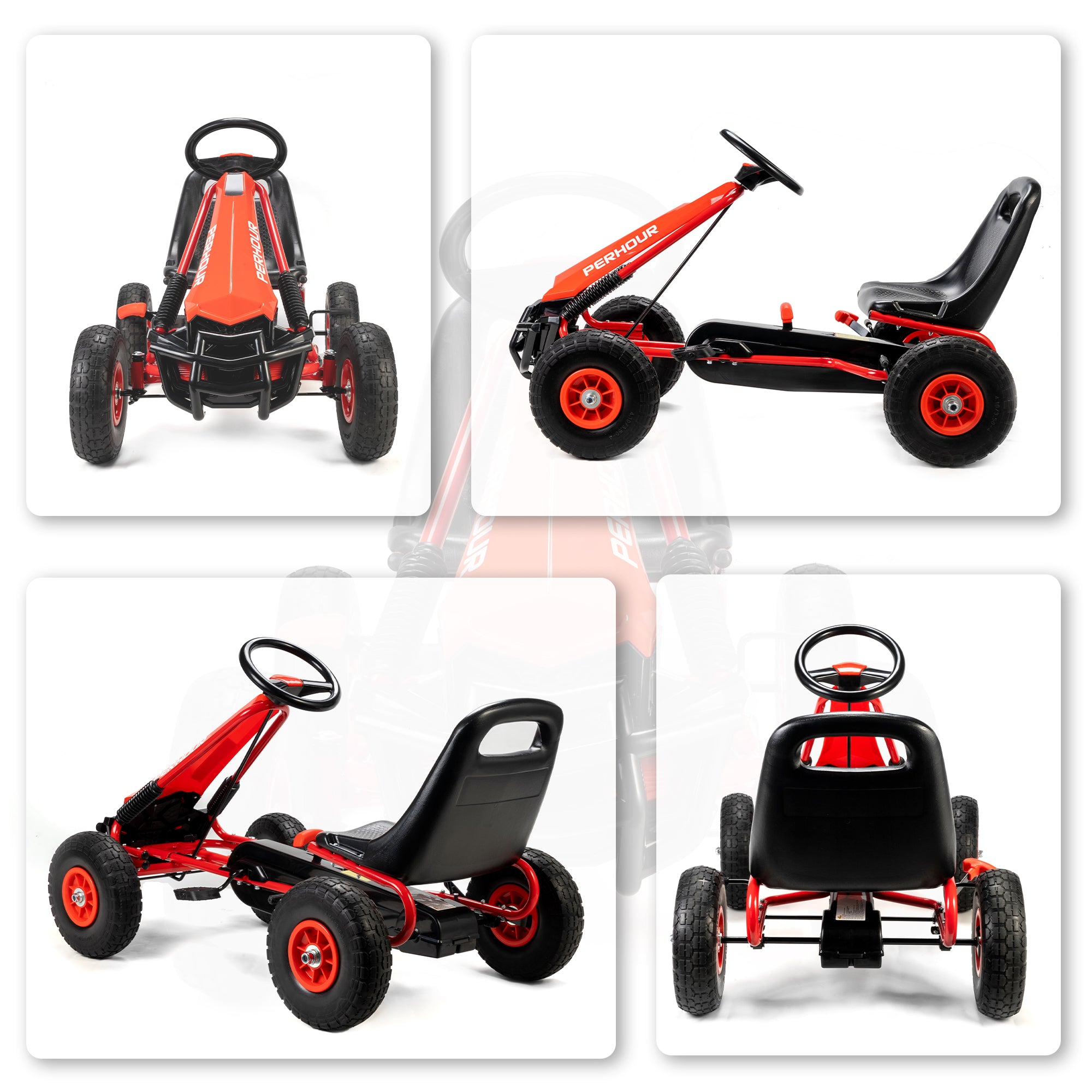 Kids Pedal Go Kart with Adjustable Seat, EVA Tyres, Manual Clutch, Brake, Go Kart for Kids 3-8 Years, Red