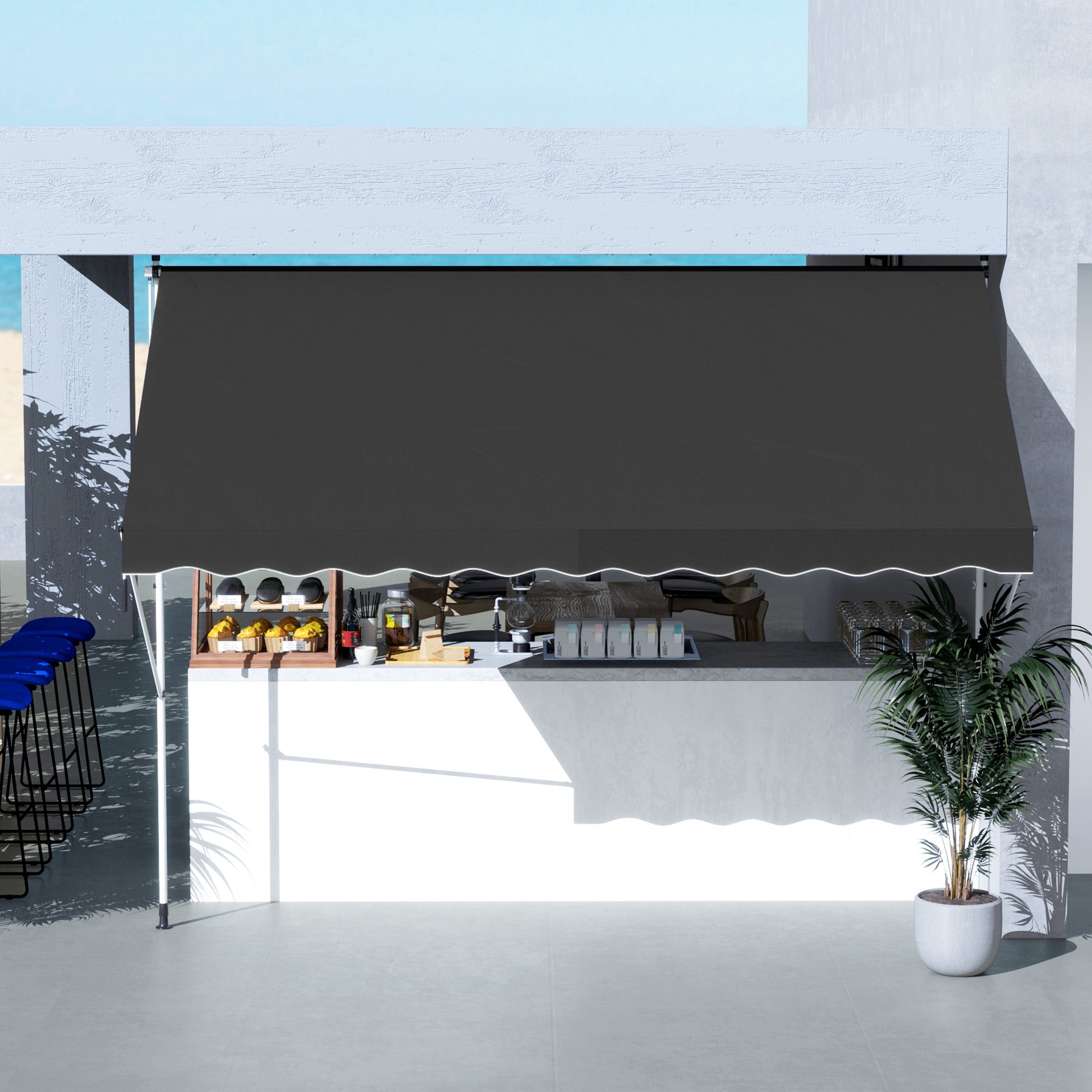 3x1.5m Adjustable Outdoor Aluminium Awning - Black