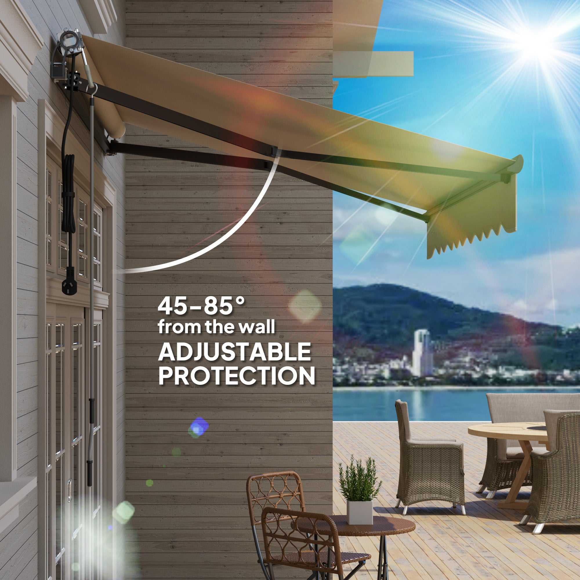 2.5 x 2m Electric Retractable Awning with Aluminium Frame - Beige