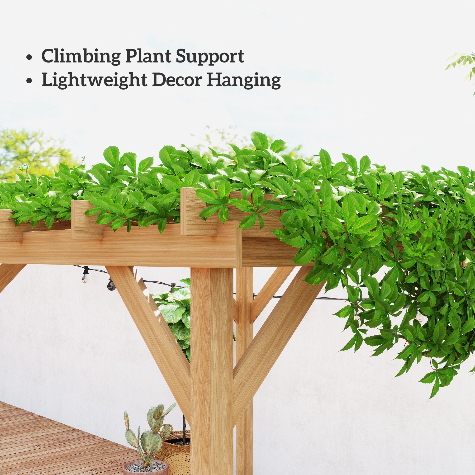 2 x 2m Wooden Pergola Kit, Decorative Garden Gazebo Shelter with Stable Structure for Climbing Vines, Flowers, Dark Brown