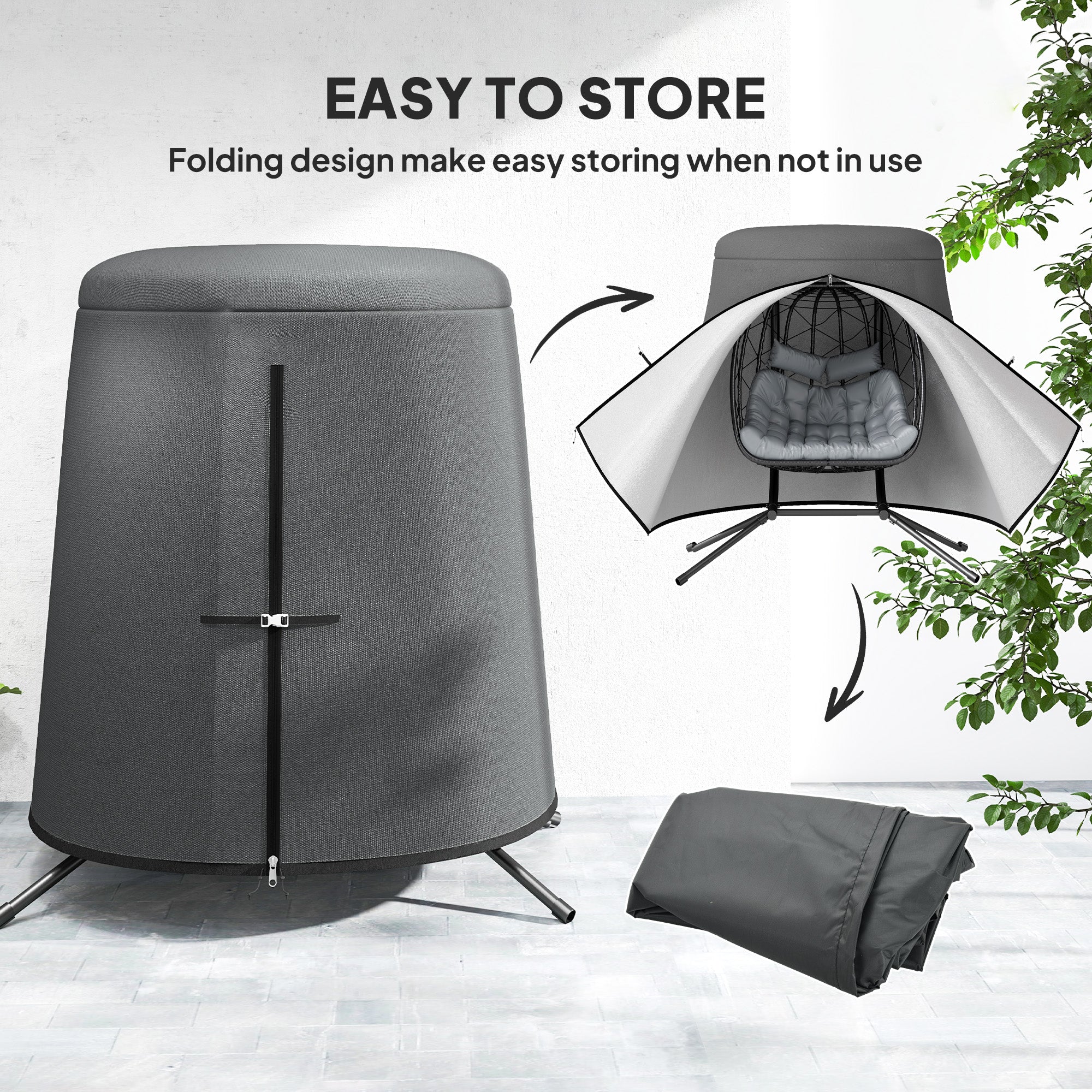 Egg Chair Protective Cover Weather Resistant Oxford Fabric - Grey