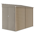 5 x 9ft Galvanised Metal Garden Shed with Foundation Kit, Outdoor Lean-to Shed, Tool Storage House for Garden, Brown