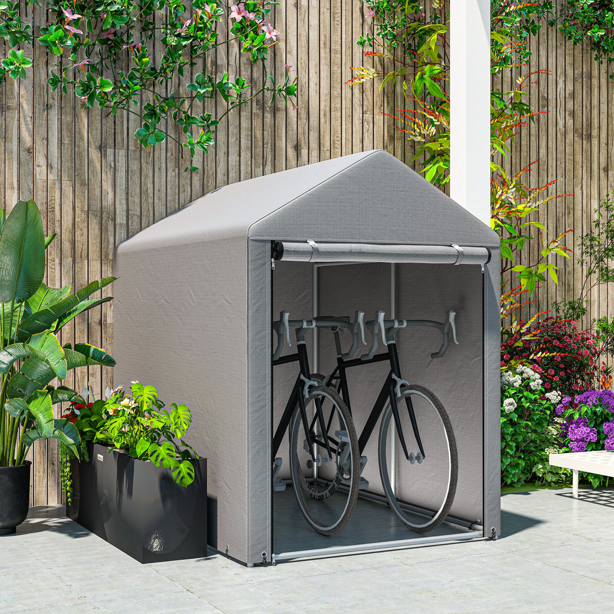 179 x 120cm Temporary Garden Shed, with Accessories - Light Grey