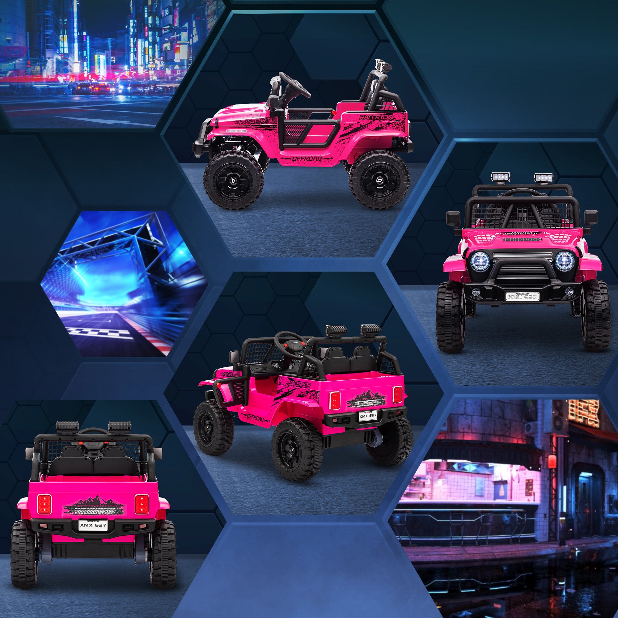 12V Kids Electric Ride-On Truck with Remote, Music, Horn & Lights - Pink
