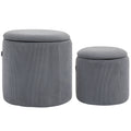Modern Storage Ottoman Set with Removable Lids - Light Grey