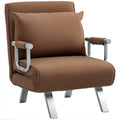 4-in-1 Adjustable Faux Suede Chair Bed with Pillow - Coffee