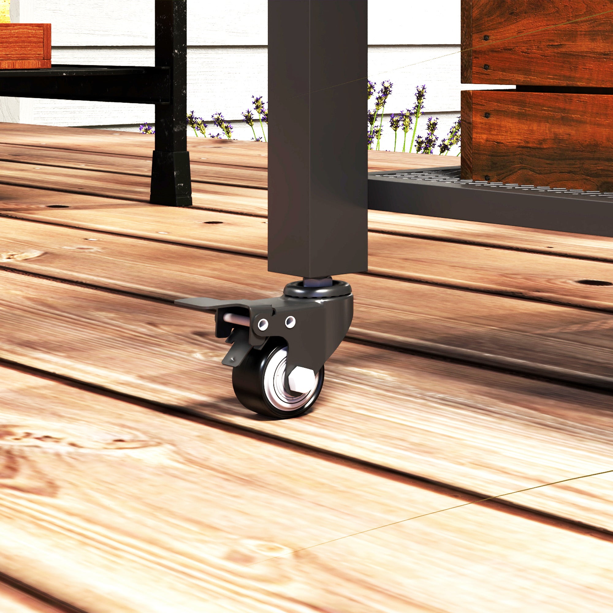 Three-Shelf Outdoor Grill Cart with Stainless Steel Top, Outdoor Kitchen Island with 4 Wheels, 3 Hooks, Movable Food Prep Pizza Oven Table for Kitchen, Patio, Garden, 65.5 x 41 x 79 cm